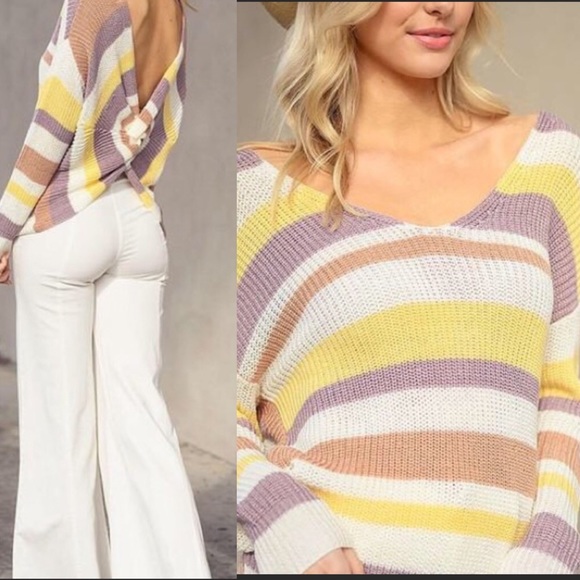 Love Tree knit open-crossback fall sweater - Picture 2 of 8